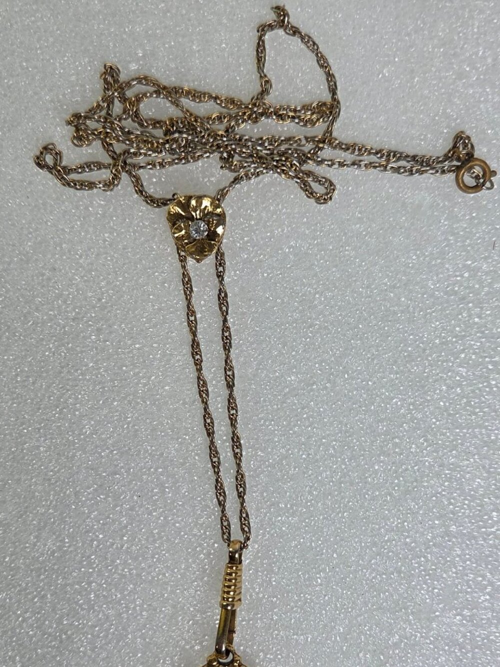 Goldette Necklace Lariat Slide Flip Fob Smoky Quartz Stone 18" L Vintage-1960's - Picture 5 of 16